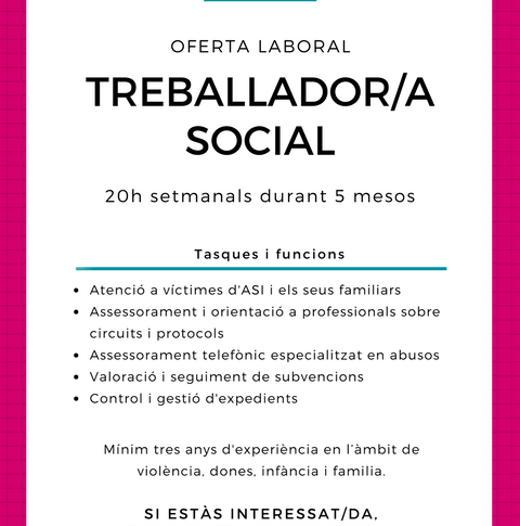 [Oferta laboral] Buscamos trabajador/a social